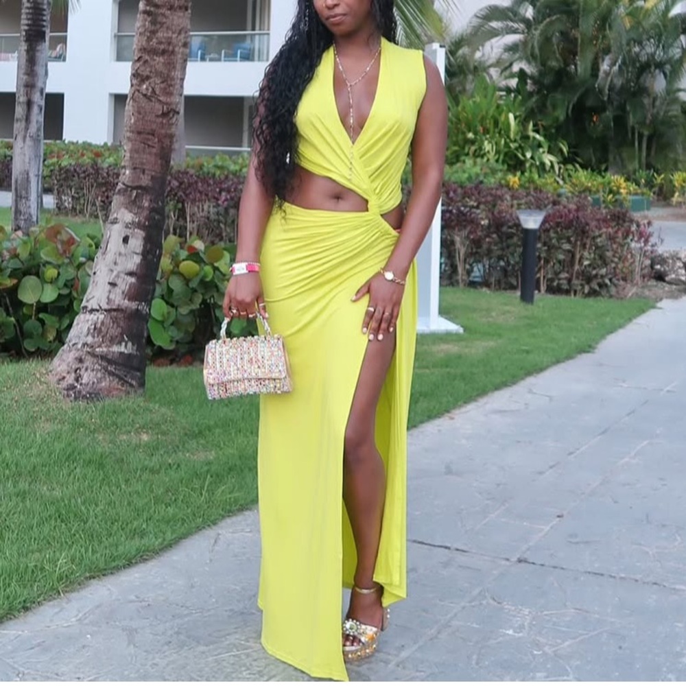Vibrant Yellow Cutout Dress